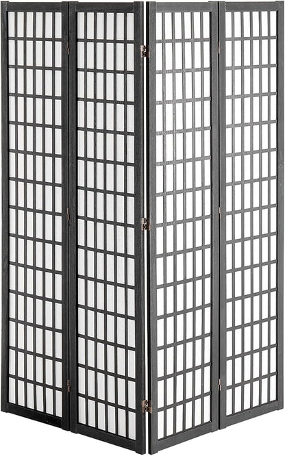 VEVOR Room Divider, 4 Panel Japanese Room Divider, Wood Folding Privacy Screen Indoor, Partition Dividers Portable Decoration Screens, for Room Separation Home Office Restaurant & Bedroom(Black)