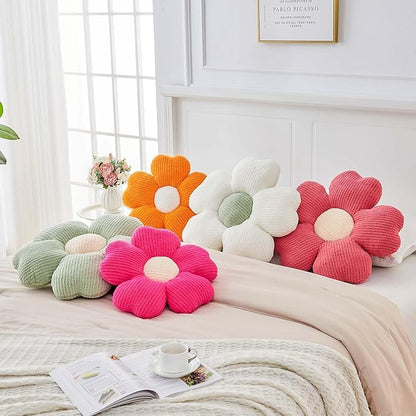 Kcvvcr Flower Throw Pillow, Cute Flower Shaped Pillow Decorative Throw Pillow for Bed Couch, Soft Daisy Pillows Floor Seating Cushion Cushions (19.6 Inch Hot Pink)