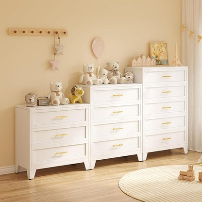 Metal Dresser, White Tall Dresser for Bedroom, 53.54" H Dressers & Chests of Drawers, 5 Drawer Dressers for Living Room, Entryway, Hallyway (White, 5 Drawers)