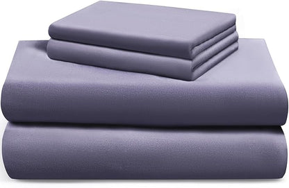 LuxClub Full Size Bed Sheets, 100% Rayon Derived from Bamboo Cooling Sheets, Breathable & Soft Deep Pocket Up to 16", Hotel Luxury Silky Sheets Full Size Set, Light Grey