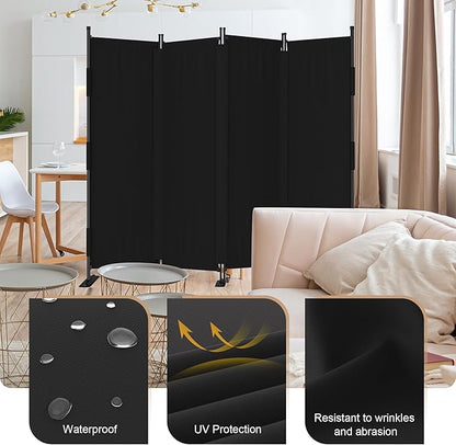 Room Divider, Upgraded Privacy Screen Highly Secretive, 4 Panel Portable Room Separation 88’ W Partition Room Dividers, Freestanding Wall Divider Panel Studio Bedroom Office(Black)