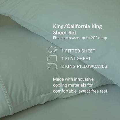SHEEX - Original Performance Sheets Set (King/California King) Silver Lilac - Cooling Sheets, Moisture Wicking- 1 Flat Cooling Sheet, 1 Fitted Cooling Sheet, 2 Pillow Covers- Wrinkle Free, Sleep Aid