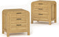 IKENO Wood Nightstand Set of 2 with 3 Storage Drawer, 21" Wide Night Stand with Curved Profile Design, Bedside End Table for Bedroom, Living Room, Closet (2, Natural Oak, 3 Drawer)