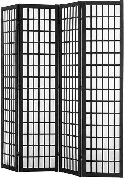 VEVOR Room Divider, 4 Panel Japanese Room Divider, Wood Folding Privacy Screen Indoor, Partition Dividers Portable Decoration Screens, for Room Separation Home Office Restaurant & Bedroom(Black)