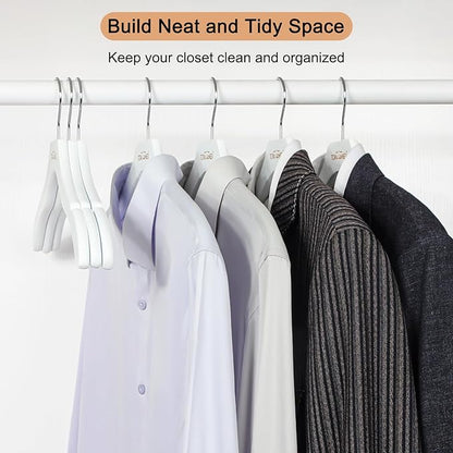 TOPIA HANGER Wooden Coat Hangers 24 Pack, Premium Wood Suit Sweater No Shoulder Bump Hangers, 360° Swivel Hook and Cut Notches Clothes Hangers for Sweater, Coat, Shirts, Hoodies, Dress, White CT85W