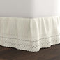 Fresh Ideas Eyelet Bed Skirt, Ruffled Design, 14 Inch Drop, Embroidered Scalloped Edge, Queen, Ivory