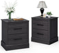 Giantex Farmhouse Nightstand Set of 2, Wood Bedside Table with 2 Storage Drawers, Compact Floor Night Stand End Table, Accent Sofa Side Table for Bedroom, Grey Oak