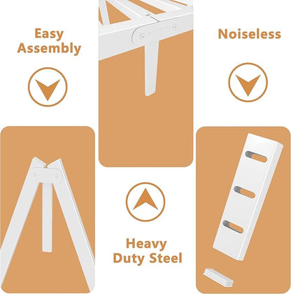 14 Inch King Bed Frame with Metal Gaskets, No Box Spring Needed, Heavy Duty Steel Support 3500 LBS, DIY Headboard, Easy Assembly, Anti-Slip Mattress Stopper, Round Corner Leg, White