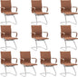 Wahson Office Guest Chairs Set of 10, Leather Reception Chairs, Mid Back Waiting Room Chair, Conference Chairs with Sled Base, Desk Chair No Wheels for Meeting/Lobby/Restroom, Coffee