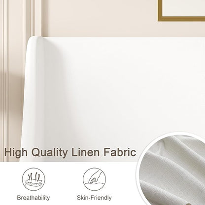 VECELO Queen Bed Frame with Upholstered Wingback Headboard, Heavy-Duty Platform Bedframe with Charging Station, Wooden Slats, No Box Spring Needed, White
