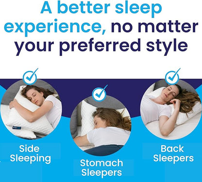 Sidney Sleep Pillow for Side and Back Sleepers - Comfort for Neck and Shoulder Pain - Adjustable and Customizable Shredded Memory Foam Filling - King Size - Additional Foam Fill Included (Grey)
