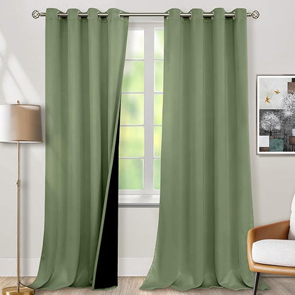 BGment Blackout Curtains 95 Inches Long 2 Panels Set for Living Room, Thermal Insulated 100% Light Blocking Curtains&Drapes, Grommet Soundproof Curtains for Bedroom Window, Each 52 Wide, Grass Green