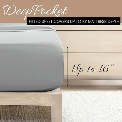 Linen Market Brushed Microfiber Twin XL Sheet Set 3 Piece – Oeko-TEX Certified Ultra Soft & Wrinkle-Free - 16" Deep Pocket Sheets - Easy Care Twin XL Size - Light Gray