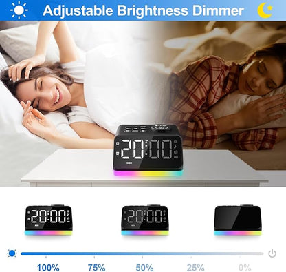 JALL Digital Alarm Clock with FM Radio for Bedroom, 8 Colors Night Light with 2 Charging Port, Sleep Sound Machines with Timer, Dual Alarm, Loud Alarm and Easy to Use for Seniors and Kids as Gift