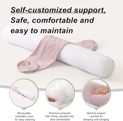 Body Pillow for Adults – Long Bolster Pillow for Bed, Round Cuddle Pillow, Full Support for Side Sleepers,39.37x 7.87 Inches,Purple
