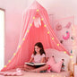 Pink Bed Canopy for Girls with Light, Princess Canopy Curtains for Twin Full Queen Size Kids Bed, Canopy for Girls Bed Room Decor, Hanging Castle Ceiling Tent