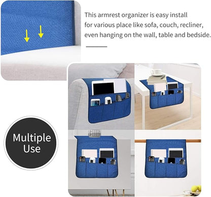 SYSOV Sofa Armrest Organizer, Remote Control Holder for Recliner Couch, Arm Chair Caddy with 5 Pockets for Magazine, Tablet, Phone, iPad