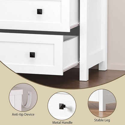 3-Drawer Dresser, Small Wooden Chest of Drawers with Metal Knobs, Water-Resistant Top, Storage Organizer with Anti-Tip Kit for Bedroom, Nursery, Living Room