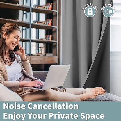 BGment 100% Blackout Curtains for Bedroom 72 Inch Length 2 Panels, Thermal Insulated Room Darkening Curtains Rod Pocket Soundproof Bedroom Living Room Window Curtains, Dove Grey, Each 42 Inch Wide
