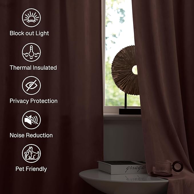 StangH Pink Velvet Curtains 90 inches Long, Nursery Girls Bedroom Privacy Window Drapes Room Darkening Home Decoration for Living Dining Room/Spa/Office, W52 x L90, 2 Panels