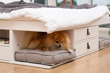 memomad Bali Storage Platform Bed with Drawers (Full Size, Off White)