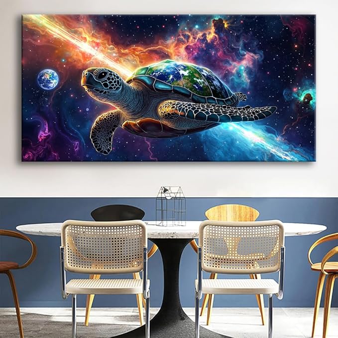 Huaaliunn Canvas Wall Art - Modern Turtle cosmic landscape Paintings for Living Room, Bedroom Wall Decor, Large Wall Art for Home or Office Decoration 75x150cm(30x60in)
