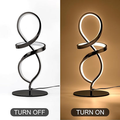 Mayful Modern Lamp with LED Spiral Design, Bedside Lamp with Stepless Dimming Switch, Contemporary Nightstand & Black Table Lamp for Bedroom, Living Room, Home Office, 12W 3200K Warm White,2 Pack