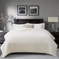 RECYCO Luxury Velvet Quilt Set, California King 118'' x 106'' Oversized Bedspread, Ultra Soft Velvet Comforter, Lightweight Box Stitch Bedding Sets for All Season, with 2 Shams, Ivory White