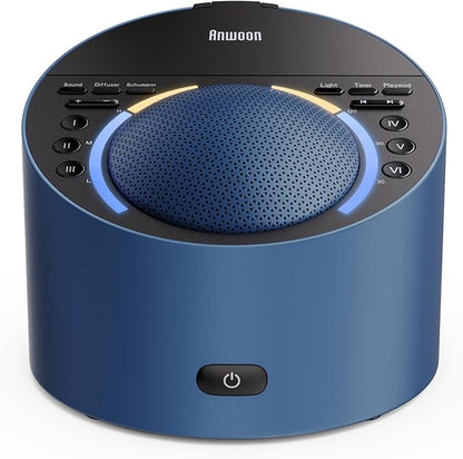 Sound Machine & Night Light, Premium Metal Shell with 3inch Speaker Loud Stereo Sound, White Noise Machine &50+ Natural Sounds |Upgradeable System for Sleep, Focus, Relaxation –Adults Kids Baby
