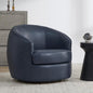 CHITA Swivel Barrel Chair, Modern Comfy FSC Certified Upholstered Faux Leather Accent Chair for Living Room, Fully Assembled, Blue