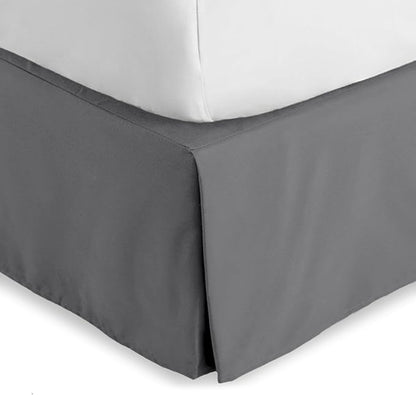 Bare Home Queen Bed Skirt - 15-Inch Tailored Drop Easy Fit - Bed Skirt for Beds - Center & Corner Pleats (Queen, Grey)