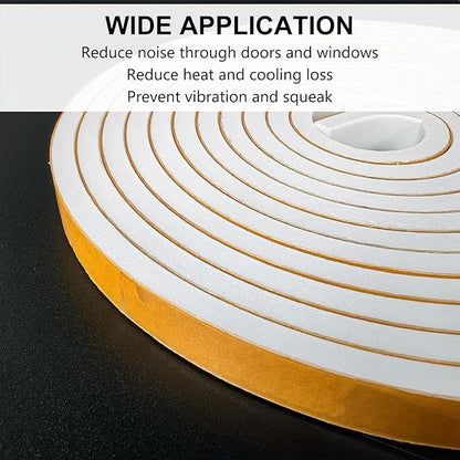 Weather Stripping Door Seal Strip, Strong Adhesive, Weatherproof, Reduce Noise, Gap Filler, Foam Insulation Tape for Doors and Windows, White, 1 in x 1/4 in x 13 Ft