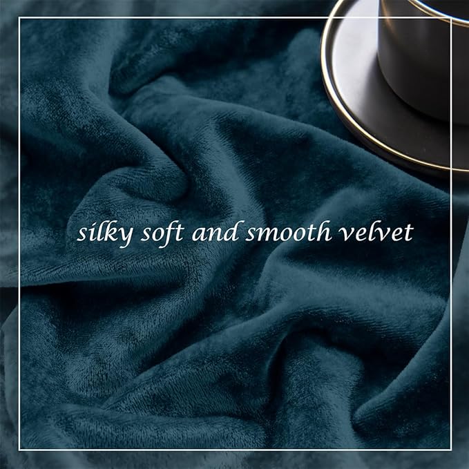 SMILETIME Tranquil Blue Crushed Velvet Curtains 52x84 inch Luxurious Thermal Insulated Soundproof Drapes for Living Room Bedroom Office Soft and Durable Light-Filtering Window Treatments, 2 Panels