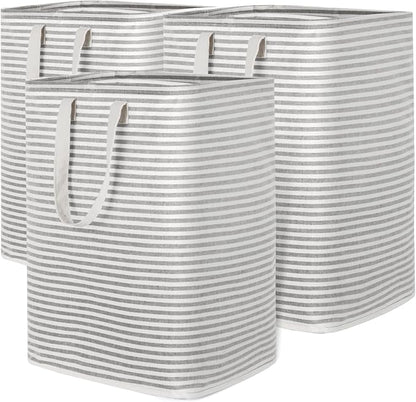 Lifewit 3 Pack Laundry Hamper Large Collapsible Laundry Baskets, Freestanding Waterproof Clothes Hamper with Easy Carry Handles in Laundry Room Bedroom Bathroom College Dorm for Adults, Grey, 3 x 90L