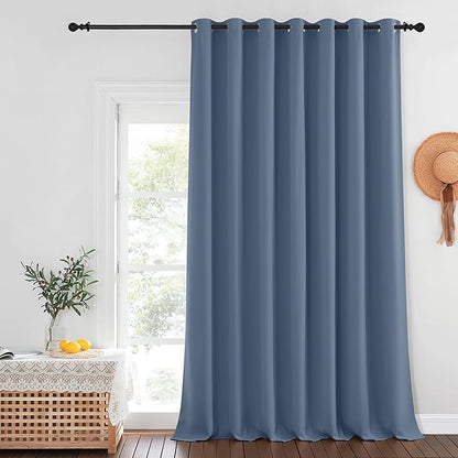 NICETOWN Privacy Room Divider Curtain Thermal Blackout Curtain for Patio Door, Living Room, Bedroom Partition and Shared Office Space, 1 Grommet Panel, Stone Blue, 100 inch x 108 inch Long