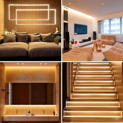 COB LED Strip, Warm White LED Strip Lights 16.4ft, 3000K COB LED Light Dimmable LED Strip, CRI92+, 8mm Width, 24V Flexible COB LED Tape Light for TV, Bedroom, Kitchen Cabinet, Closet, Home.