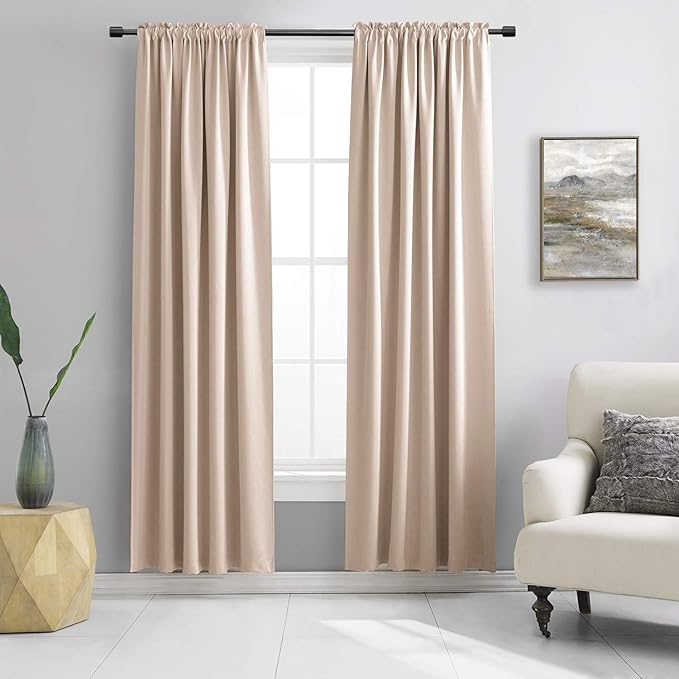 DONREN 2 Panels Blackout Curtain Panels for Bedroom - Room Darkening Thermal Insulated Drapes with Rod Pocket (Warm Tuape,60 by 84 Inch)