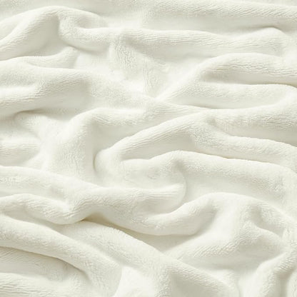 Brookstone Nap Plush Throw Blanket for Couch | Warm & Super Soft Blanket with Unmatched Heavy, Dense, and Ultra-Comfy Throw | Luxurious Drape, Cozying Up on a Sofa, Chair | Ivory