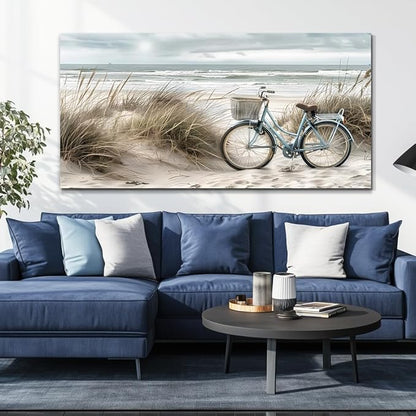 ERQINHUA Modern Canvas Print Wall Art Vintage Home Decorlawn Painting With Marine Beach Landscape Painting Office Living Room Bedroom Restaurant Wall Decor Home Decorcan Be Hung Directly 24x48 In