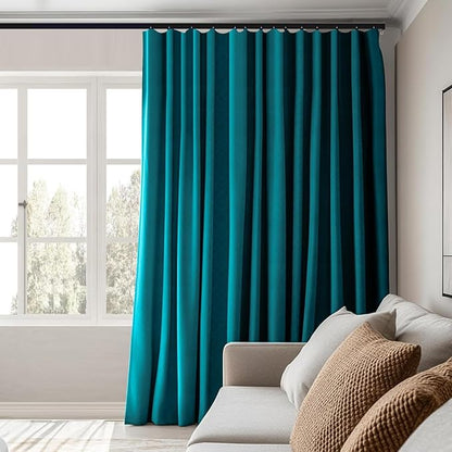 Room Divider Curtains Total Blackout Privacy Curtain Panel Room Thermal Insulated Noise Reduction Curtains for Bedroom Window Living Room Ceiling Track Curtain W 8.3 ft × H 7 ft Azure Blue