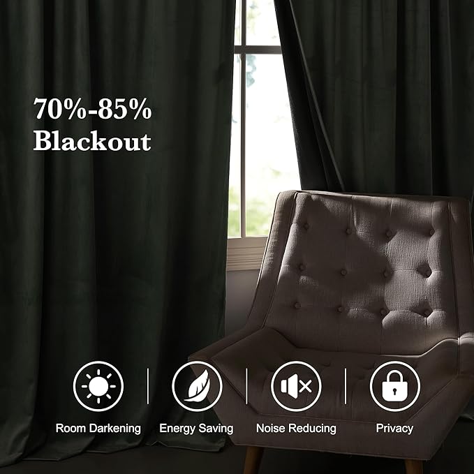 RYB HOME Mint Green Velvet Curtains 90 inches Long, Room Darkening, Floor-Length, Coastal Style Back Tab Velvet Drapes for Nursery Living Room Office, 52" W x L90 L, Auqa