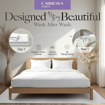 Carressa Linen 100% Egyptian Cotton Split King Sheets Sets for Adjustable Bed - 600 Thread Count 5 PC Top Split King Sheets, 16" Deep Pocket Soft Cooling Sheets for Split King Adjustable Bed - Silver