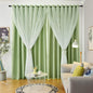 Star Double Layer Blackout Curtains for Bedroom, Kids - Cute, 108 Inches Long, 2 Panels Set, Green, 42 X 108 Inches