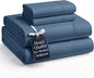 Casa Platino King Sheet Set – 4 Piece Hydro-Brushed Microfiber Bedding, Pre-Washed Ultra Soft Bed Sheets, Deep Pocket Fits up to 15", Cozy Sheets, Cooling Sheet Set for King Bed - Estate Blue