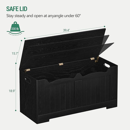 Hzuaneri 39.4" Storage Chest, Storage Bench Trunk with 2 Hinges,Wooden Box, Lift-Top Chest Organizer, Shoe Bench for Entryway, Bedroom, Living Room, Black SB01004X