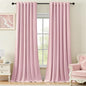 Baby Pink Velvet Curtains 108 Inches Long for Girls Room, Luxury Room Darkening Thermal Insulated Blackout Curtains Luxury Window Drapes for Bedroom, Back Tab Rod Pocket, W52 x L108, 2 Panels