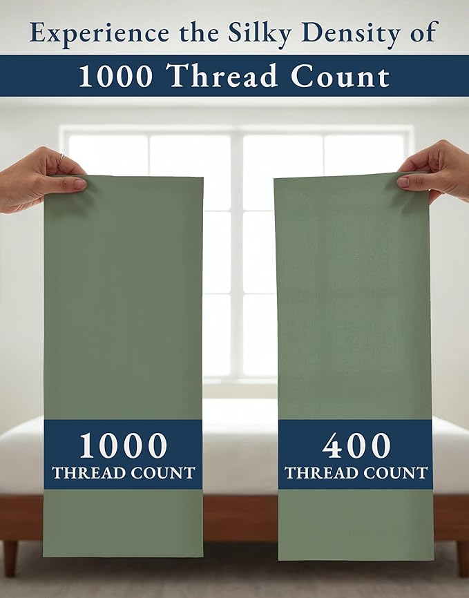 LANE LINEN Luxury Hotel Style 100% Egyptian Sheets Twin Size Bed Set - 1000 Thread Count, Mercerized Cotton, Sily Finish, No Pill Fade Resistant Bedding Sheets & Pillowcases Jaquard - Iceberg Green