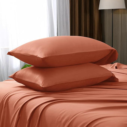 Queen Size,Rayon Derived from Bamboo,Cooling Bed Pillowcases Only,Silky Soft,Breathable Bedding Pillow Cases(Caramel,20x30 inches)
