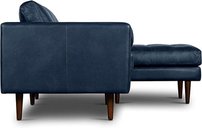 Poly & BARK Napa Right-Facing Sectional Sofa – 104.5” Italian Leather Sectional with Chaise – Midnight Blue – Full-Grain Pure-Aniline & Semi-Aniline Upholstery