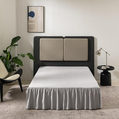 Bed Skirt Queen Size Ruffled Bed Skirt with Split Corners, Queen Bed Skirt 14 Inch Drop, TSUTOMI Queen Size Bed Skirt Light Grey for Ruffled Bed Skirt with Split Corners, Bed Skirts Queen Size